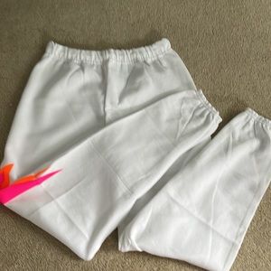 Lightning bolt white sweatpants